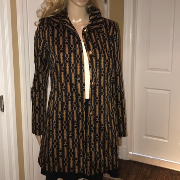 Skirtin Around Jackets & Blazers - Skirtin Around Black and Gold Trench Coat Size 8